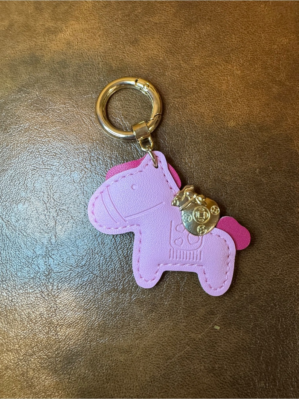 NWT Pink Horse Leather Bag Charm